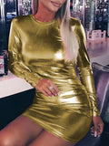 Sexy Shiny Gilding PU Patent Leather Slim Bodycon Dress