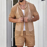 Summer See-through Men's Shirt Suit Men's Clothing Men's Sexy Cut-out