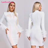 LKF Advanced Fashion Women's Dress Solid Color Mesh Panel Wrapped Hip