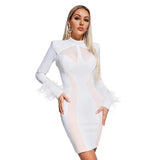 LKF Advanced Fashion Women's Dress Solid Color Mesh Panel Wrapped Hip