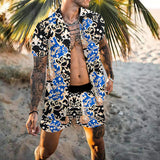 National Style Summer Men's Hawaiian Suit Short Sleeve Printed Button