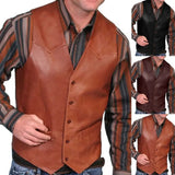 European business men's Vest fashion casual retro solid color V-neck