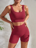 Seamless Yoga Set Gym Suits With Shorts Crop Top Sexy Bra Women's