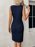 Twist Cut Out Solid Dress, Elegant Sleeveless Dress For Party &