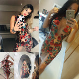 Sexy See Through Mesh Red Sequin Summer Dress Women Night Club Outfits