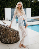 Summer Women Lady Lace Crochet Bikini Cover Up Kimono Cardigan