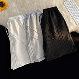 Two Piece Sets Men Baggy Shorts Lapel T-shirts Summer Minimalist