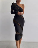 Jealí Sleek Bandage Black Evening Dress