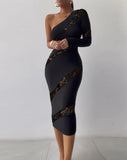 Jealí Sleek Bandage Black Evening Dress