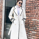 White Woolen Coat Women Mid length Autumn/Winter Jacket Coat British