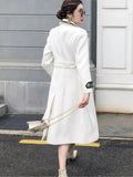 White Woolen Coat Women Mid length Autumn/Winter Jacket Coat British