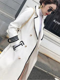 White Woolen Coat Women Mid length Autumn/Winter Jacket Coat British