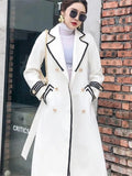 White Woolen Coat Women Mid length Autumn/Winter Jacket Coat British