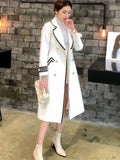 White Woolen Coat Women Mid length Autumn/Winter Jacket Coat British