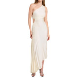 Women Elegant Long Dress Summer Sleeveless One shoulder Pleated