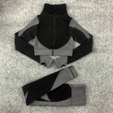 Women's 3pcs Seamless Workout Outfits Sets Yoga Sportswear Tracksuit