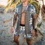 Hawaiian Set Mens Printing Set Short Sleeve Summer Casual Floral