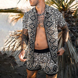 Hawaiian Set Mens Printing Set Short Sleeve Summer Casual Floral