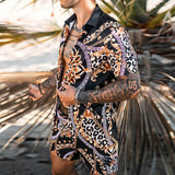 Hawaiian Set Mens Printing Set Short Sleeve Summer Casual Floral