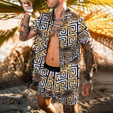 Hawaiian Set Mens Printing Set Short Sleeve Summer Casual Floral