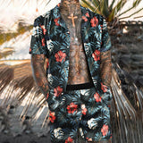 Hawaiian Set Mens Printing Set Short Sleeve Summer Casual Floral