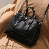 Genuine leather tote bag for women retro one-shoulder portable big