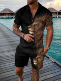 Men's Polo Shirt Suit Street Fashion  Lion Printing