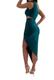 Women's Summer Sexy One Shoulder Cutout Ruched Bodycon Dresses