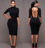 Jealí Hollow Back Bodycon Dress Black