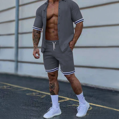 European Sports Suit Men's New Solid Color Lapel