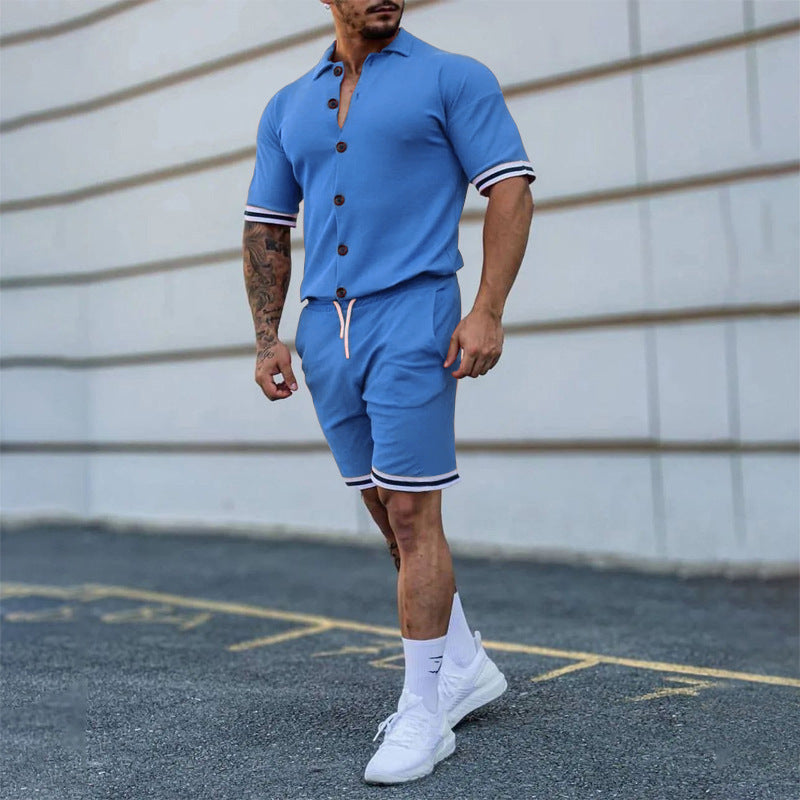 European Sports Suit Men's New Solid Color Lapel