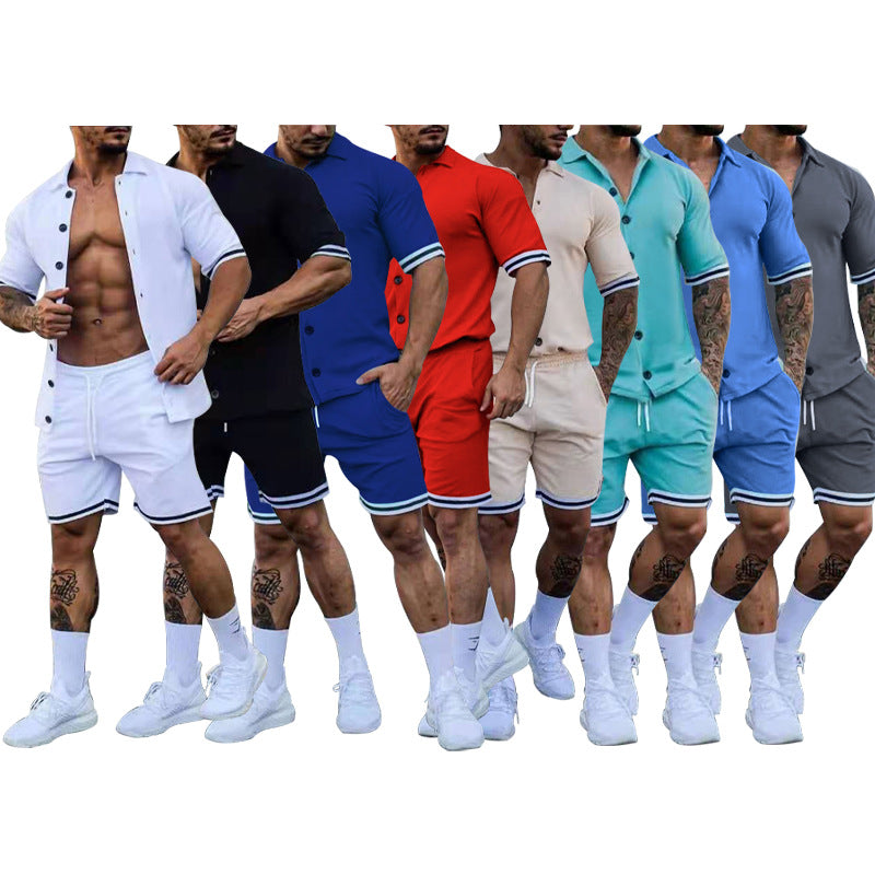 European Sports Suit Men's New Solid Color Lapel