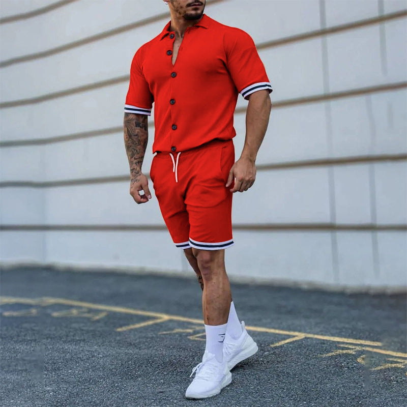 European Sports Suit Men's New Solid Color Lapel