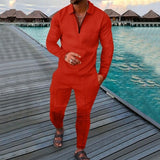 Men's  Polo Long Sleeve  Trousers Suit-2 piece