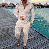 Men's  Polo Long Sleeve  Trousers Suit-2 piece