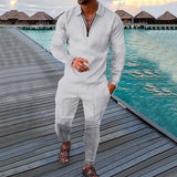 Men's  Polo Long Sleeve  Trousers Suit-2 piece