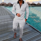 Men's  Polo Long Sleeve  Trousers Suit-2 piece