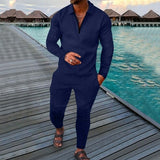 Men's  Polo Long Sleeve  Trousers Suit-2 piece