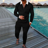 Men's  Polo Long Sleeve  Trousers Suit-2 piece