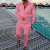 Men's  Polo Long Sleeve  Trousers Suit-2 piece