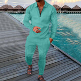 Men's  Polo Long Sleeve  Trousers Suit-2 piece