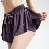 Women's High Waist 2 in 1 Running Double Layer Sports Shorts